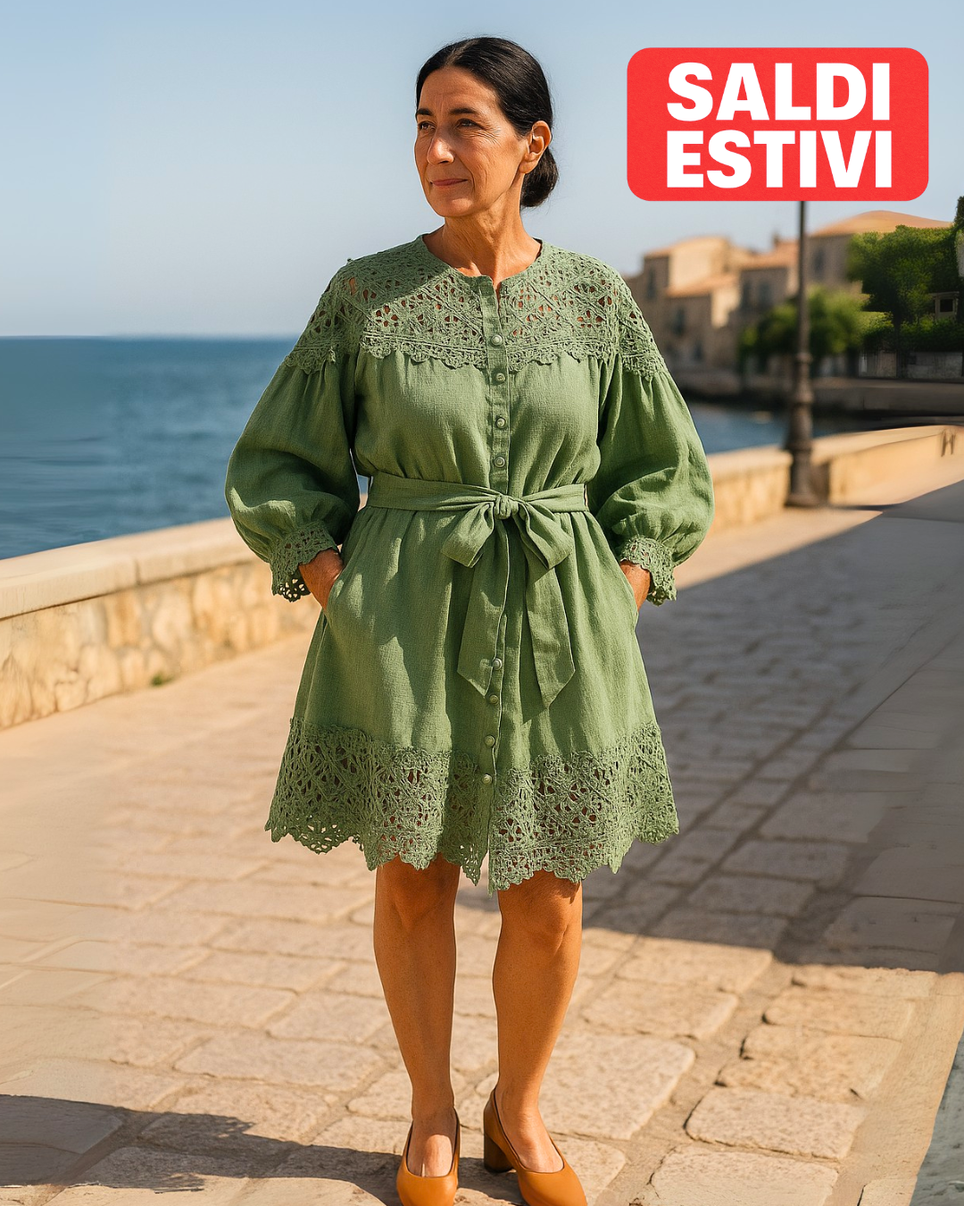 Vestito corto con cintura