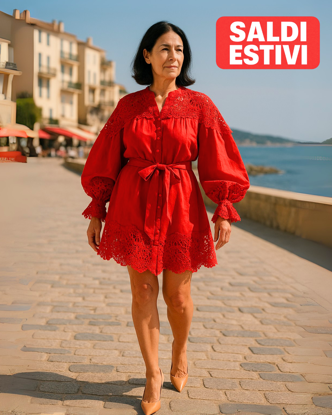 Vestito corto con cintura